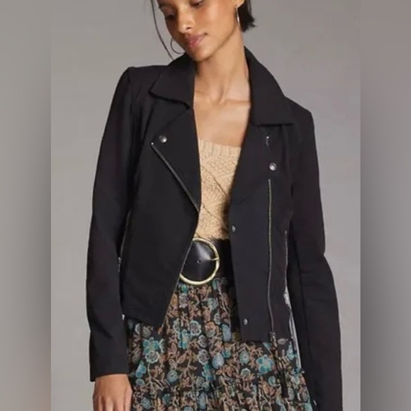 Marrakech Jackets & Blazers - Anthropologie Marrakech Black Knit Moto Jacket, Size Small